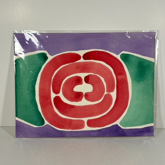 Red Rose Purple Background Watercolor Painting 12in x 9in NWT - Picture 1 of 1
